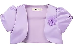 Proumhang Cardigan Bolero Shrug pour Filles Cardigan à Manches Courtes en Satin Châle Princesse Cape de Mariage Petit Manteau pour Les Enfants de 3 à 10 Ans