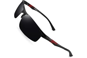 PUKCLAR Okulary przeciwsłoneczne męskie, polaryzacyjne, okulary sportowe, okulary kierowcy, aluminiowe, metalowe, prostokątne, oprawki Cat 3