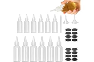 RUNXSAM 12 pcs Recipient Sauce,60ml/100ml Petites Bouteilles à Presser,Bouteille de Condiments,Bouteilles Flacons Souples en Plastique pour Distributeur de Huile Ketchup + 2 Entonnoirs/1 Autocollant/1 Stylo