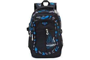 A AM SeaBlue Sac a Dos Enfant Garcon Primaire Cartable Garçon Imperméable Sac a Dos Ecole Garcon Sac d'ecole Garcon en Nylon pour Loisirs Voyage Affaire Scolaire