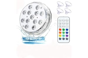 ABEDOE Hot Tub Lights With Remote Control, Multicolor Rgb 13-Led Lights IP68 Waterproof Submersible Led Light, 3 Modes,Timer Function Underwater Light For Pool,Vase Base, Aquarium,Garden,Party,Decor