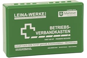 LEINA-WERKE 20001 Betriebsverbandkasten Klein DIN 13157, + Wandhalterung, Grün, -1- Stück