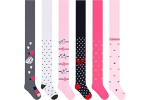 L&K-II Lot de 6 collants enfants filles, collants tricotés motif licorne avec différentes couleurs 2712