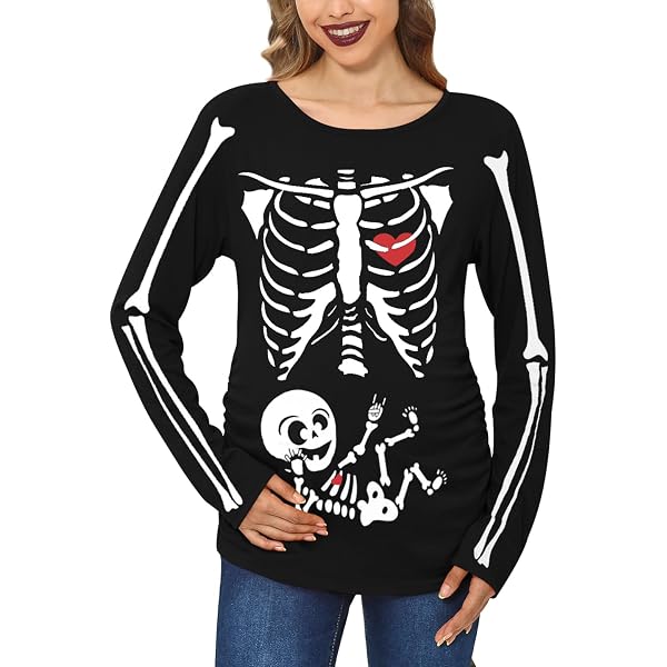 T-shirt Annonce Grossesse Halloween - Col En V, Coupe Classique - Cadeau Drôle Pour Future Maman, Déguisement