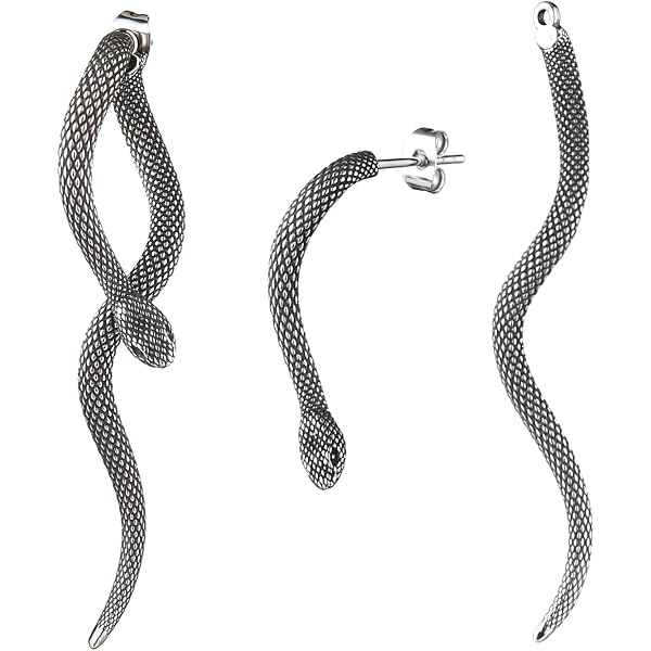 Yumilok Stainless Steel Snake Earrings - 1.2cm Punk Style Hoops For Men & Women