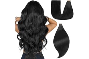 EINbeauty Extension Cheveux Naturel Adhésif 50cm 50g Noir De Jais - Tape In Hair Extension Humain 20pcs (20 Pouces, 1#)