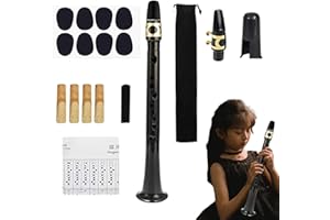 REHMANNIAE Pocket Saxophone Kit, Portable Sax Alto Saxophone, Portable Pocket Saxophone, Saxophone Mouthpiece Kit, Natural Saxophone Practice Tool for Improving Saxophone Technology, Black