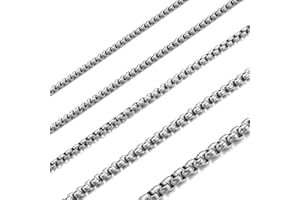 HSWYFCJY Mens Necklace Silver Round Box Chain Width 2/2.5/3/4 mm 316L Stainless Steel Rolo Chain Necklace Length 45-70cm Birthday/Holiday Jewellery Gifts for Women Men