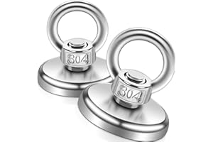 KEUKENKET 2PCS Neodymium Magnets Strong 55KG(120LBS),36MM Fishing Magnets Strong,Rare Earth Magnet with Countersunk Hole Eyebolt, Magnet Heavy Duty Fishing for Hanging, Hoisting