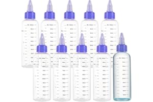 BENECREAT 10 Pack 100 ml/3.4 oz Flacons à Presser en Plastique avec Échelle PET Transparent Bleu Bouteilles à Bouchon Torsadé Bouteilles de Distribution Graduées à Presser pour Encre Liquide