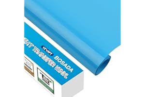 BOSADA Heat Transfer Vinyl 12" x 5ft PU Sky Blue HTV Vinyl Iron on Vinyl for Cricut and DIY T-Shirt Clothing Hats Pillows Fabric