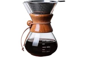 ORIENTAL RIVERKIT Cafetière à verser, Filtre à Café Manuelle, Versez Sur La Cafetière, Cafetière en Verre Haute Résistance à la Chaleur Pour la Maison, le bureau, le camping, 20 oz / 600 ML (4 tasses)