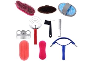 Hztyyier Spazzola per Massaggio del Cavallo, Pettine per Cavallo Kit per la toelettatura del Cavallo Strumento per la Pulizia del Cavallo Misura Portatile con Zoccolo prurito per Giardino all'aperto