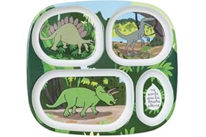 Petit Jour Paris - Plateau à Compartiments - Diversification Alimentaire! LES DINOSAURES - Pour Enfant 6Mois+ - Mélamine - Sans BPA - 24 x 21- Lavable Au Lave-Vaisselle - MULTICOULEURS