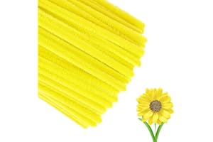 AURASKY Fil Chenille 200pcs, Cure Pipes Jaune, Tiges de Fils Chenille 30cm*6mm, Chenille Loisir Creatif, Pipes Cleaner pour DIY Artisanat Décoration Fournitures