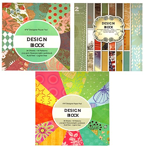 3 x Vintage Scrapbooking Papier Motivblock Designpapier Bastelpapier - insgesamt 108 Seiten - 54 Motive - Papiergewicht ca. 210 g/m² - 3 Blocks mit je 36 Seiten