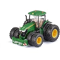 siku 6735, John Deere 7290R-traktor, grön, metall,plast, 1:32, Fjärrstyrd, Styrs med app via bluetooth, Dubbeldäcken kan tas 