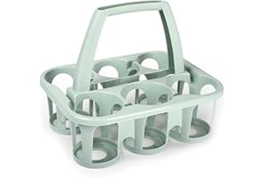 plastific 6 x Plastic Beer Garden Glass Collector Carrier Milk Bottle Holder - (Mint Green)