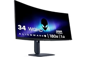 Alienware 34 Monitor Gaming - AW3425DWM, WQHD (3440x1440), 21:9 1500R Curvo, 180Hz, VA, 1ms, AMD FreeSync Premium, VESA AdaptiveSync, 95% DCI-P3, HDR400, DisplayPort, 2 HDMI, 3 USB, 3 Anni di Garanzia
