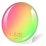 Wake Up Light Sunrise Alarm Clock for Heavy Sleepers & Kids, Fullscreen Alarm with Sunrise/Sunset Simulation, Dual Alarms, Snooze, FM Radio, 9 Color Modes, 10 Natural Sounds