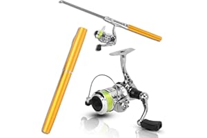 EQULUP Mini-Angelrute in Stiftform aus Aluminiumlegierung, Mini-Angelruten- und Rollenkombinationen in Stiftform Taschen-Angelrute mit einziehbarer Angel mit Spinnrolle für Angelbegeisterte