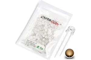 Chanzon 100 pcs 5mm Warm White LED Diode Lights (Clear Straw Hat Transparent 3000K DC 3V 20mA) Super Bright Lighting Bulb Lamps Electronics Components Light Emitting Diodes