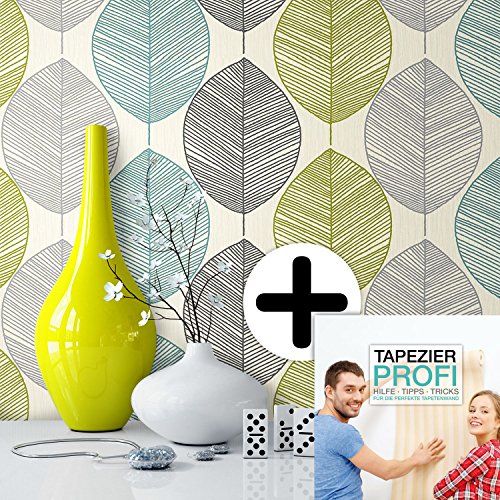 Tapete Natur Modern Blumen Floral , schöne edle Tapete im natürlichen Design , moderne 3D Optik für Wohnzimmer, Schlafzimmer oder Küche inkl. Newroom Tapezier Ratgeber mit super Tipps! - 3