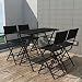 Produktbild lingjiushopping Outdoor Esstisch Set 5-teilig Poly Rattan Schwarz Polyrattan Farbe: Schwarz Material: PE Rattan + pulverbeschichtet Stahlrahmen