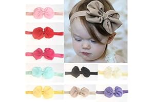 Rmeet Bébé Filles Bandeau,9 Pack Élastique Bowknot Bandeau Nœud Turban Headwrap pour Fille Enfants Infantile Infant Multicolore