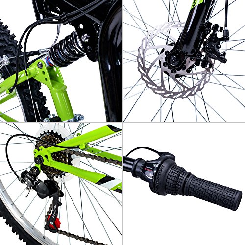 Bergsteiger Buffalo 26 Zoll Mountainbike, vollgefedert, Scheibenbremse, 18 Gang Shimano - 9