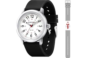 PINIDOUS Relojes Mujer Relojes Analógicos para Enfermeras Profesionales,Unisexo Hombres Relojes para Mujers Adolescentes,Correa Silicona Regalo,Esfera Luminosa Reloj Impermeable