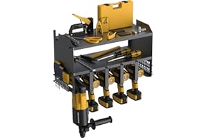 Simmpatuu Conservazione di utensili elettrici,Stazione di Ricarica per Organizzatore del garage,Supporto da Parete Scaffale Pannello Portautensili,Supporto per Trapano a Batteria in Acciaio, Studio