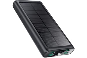 EKRIST Power Bank 33800mAh, 15W Solar Powerbank PD3.0A USB C Input&Output Solarladegerät 5 Ausgang, Externer Akku mit LED-Taschenlampe Akkupack IP65 für Outdoor Kompatibel mit iPhone Samsung Huawei Xiaomi.