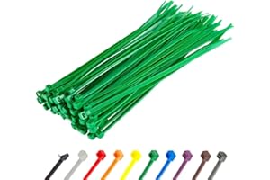 GTSE 100 Pack of Green Cable Ties, 200mm x 2.5mm Premium Tie Wraps, Nylon Zip Ties