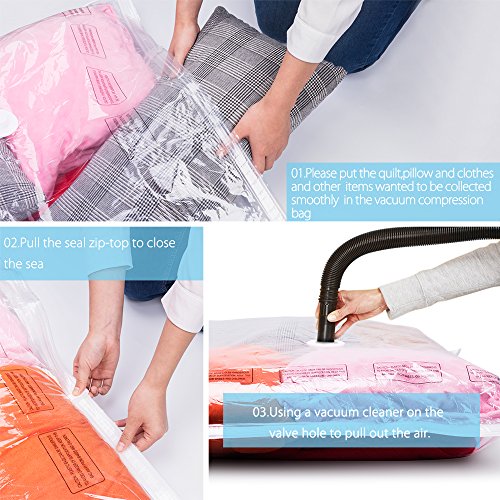 E-PRANCE Vakuumbeutel Aufbewahrungsbeutel Platzsparer für Kleidung durchsichtig 6 Pcs 80 * 100 cm - 5