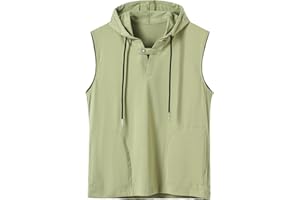 Harbrosrce T-Shirt à Capuche sans Manches pour Homme avec Poches débardeur Sport Fitness Muscle Chemise pour Gym entraînement Musculation