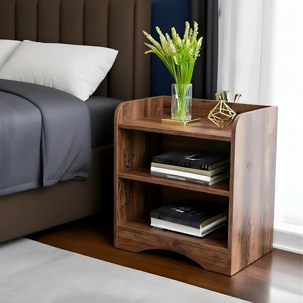 SPYDER CRAFT Zig Zag Engineered Wood Bedside Table for Bedroom