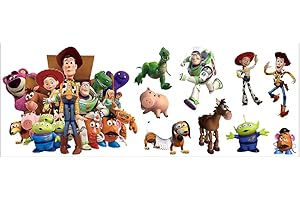 SFODTN Toy Story Wall Stickers 3D Smash Wall Decal Removable Wall Toy Story Sticker Decals TV Background Window Decoration Removable Sticker Vinyl Sticker