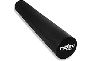 MAXIMO FITNESS Rullo in Schiuma Extra Lungo - 6” x 36” (15 cm x 90 cm) - Punti Trigger - Strumento Perfetto per l’Auto Massaggio in Casa, Palestra, Pilates, Yoga. Istruzioni Incluse. (Blu - 90 cm) (Black)