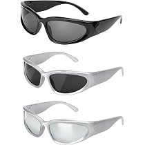 JSTHHTT 4 pièces Lunettes de Fête, Lunettes de Soleil Y2k, Lunettes de Soleil Futuristes, Sans Monture, pour Fête Décorations, Anniversairet, Noël Party, Soirée de Folie, Rave, Cosplay