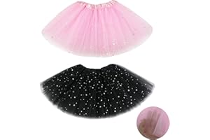 EUPSIIU 2 Pieces Tutu Skirt for Girls, Sparkle Sequin Princess Dresses 3 Layers Tulle Ballet Dance Tutu Skirts for Birthday Holiday Party Dress Up Costume Layered Skirts for Kids 2-8 Years