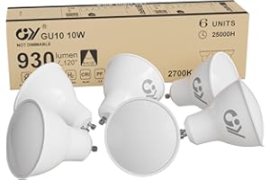 GY ?arówka LED GU10 10W 1100LM, Ciep?a Biel 2700K, K?t Wi?zki 120°, Nie?ciemniane, Matowe, CRI>80, Odpowiednik 100 W, Pakiet 6 Sztuk