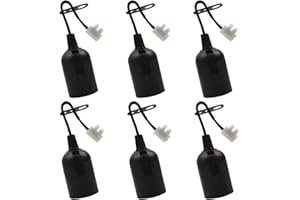 ANATI Baufassung E27 Mit Kabel, 6 Stück Fassung, Schwarz Fassung E27 Renovierfassung Glühbirne Mit Kabel 4A 250V Glühbirnen Fassung (max.60W)