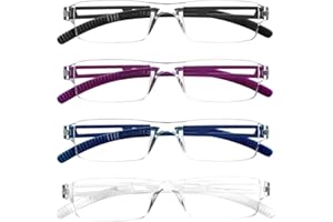 ‎COJWIS COJWIS 4er-Pack Rahmenlose Lesebrille für Damen und Herren Leicht und Bequem Anti Blaulicht Lesehilfe /TR90 Brille (4 Farbe Mischen, 2.00, multiplier_x)