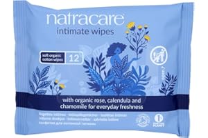 Natracare Organic Cotton Intimate Wipes | 12 Wipes x 5 Packs (60 Wipes)