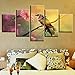 Produktbild QFQH Farmework Leinwand Poster Wall Art Rahmen Home Decor 5 Stück Kolibri Nektar sammeln Malerei Fantasy Flower Beija-Flor Bilder, Groß