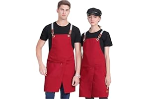 Theuwnee® Grembiule, Grembiule da cucina impermeabile con tasche, grembiule da cucina regolabile, grembiule da griglia, grembiule da bibita, grembiule da cucina di qualità professionale, 67 x 72 cm