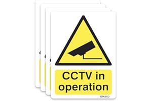 STIKA.CO Pack of 4 CCTV camera in operation Sign 5cm x 7cm on White self-adhesive vinyl sticker, Warning Safety Signs for Car, Van, Doors