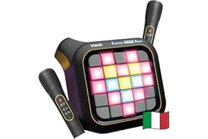 VTech Karaoke Light Party, Microfono per Karaoke con Altoparlante, 2 Microfoni Wireless, Connessione Bluetooth e Magic Voice, Effetti Sonori, 25 Tasti per Pixel Art, Batterie Incluse, 7+ Anni