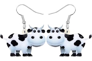 NEWEI Cute Vaca Pendientes Colgante Granja Animal Joyería Para Mujer Niña Regalo Encanto